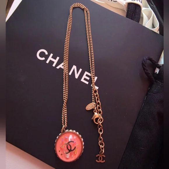 CHANEL Pink CC Confetti Pendant Necklace! - Picture 14 of 14
